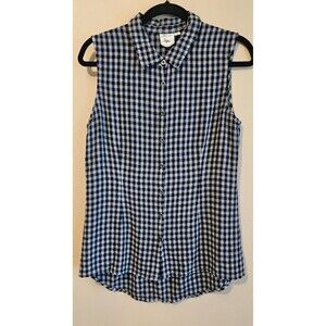 White Crow Women's Med gray/black checkered Sleeveless Top, crochet back